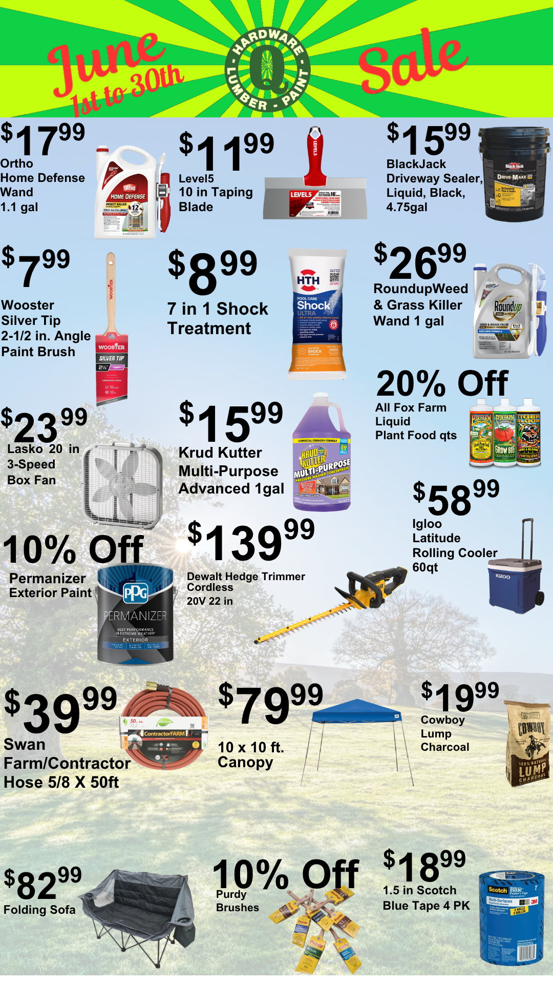 Items on sale in June